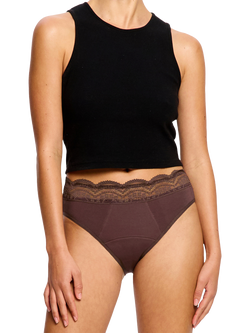 Modibodi Sensual High Waist Period Knickers, Super Absorbency, Mahogany