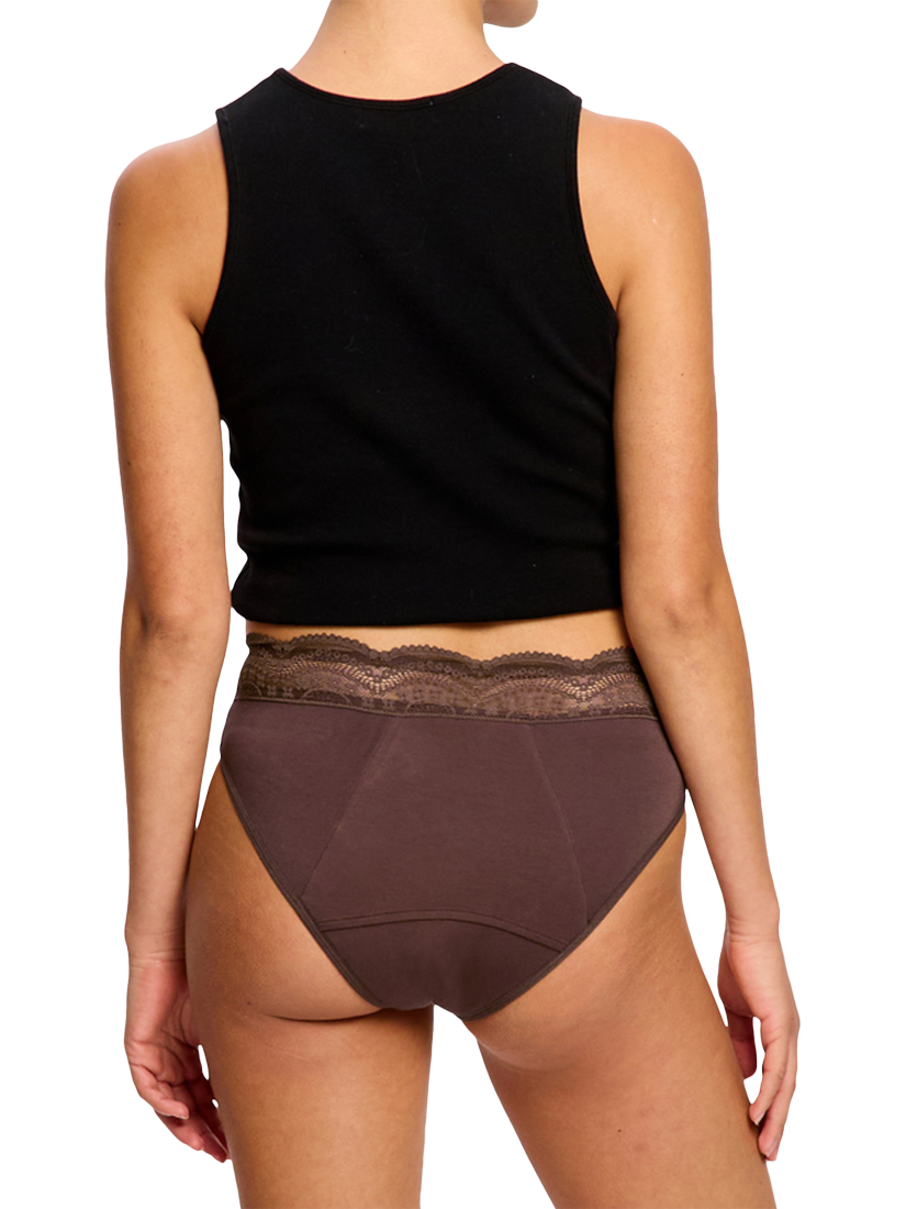 Product image 3 of 5, which shows Modibodi Sensual High Waist Period Knickers, Super Absorbency, Mahogany, 8