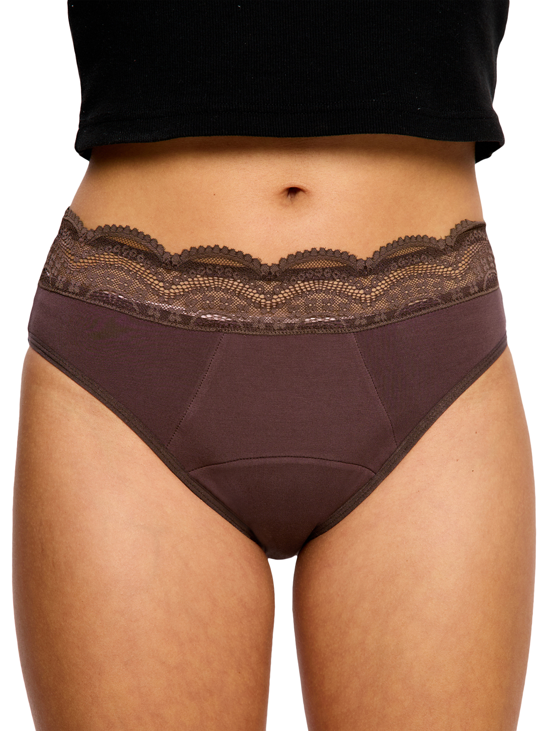 Product image 4 of 5, which shows Modibodi Sensual High Waist Period Knickers, Super Absorbency, Mahogany, 8