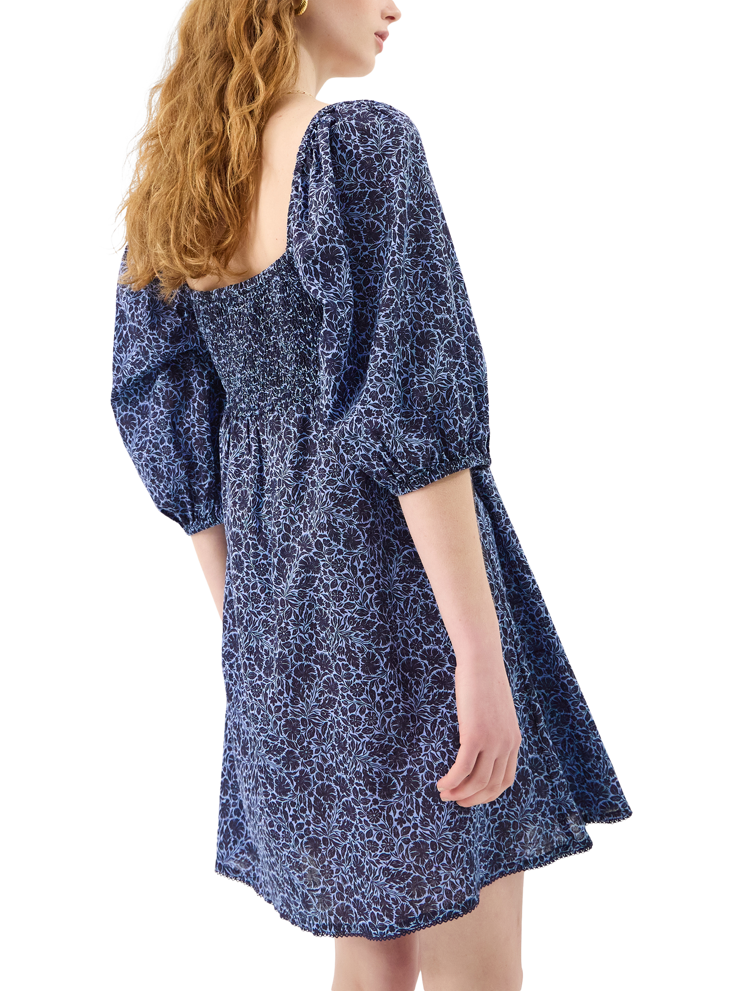 Product image 2 of 4, which shows Accessorize Floral Tie Front Mini Dress, Navy, XS