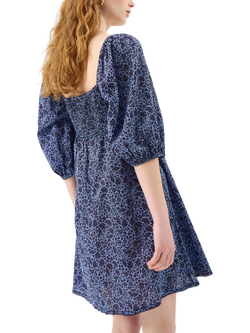 Accessorize Floral Tie Front Mini Dress, Navy - view 2, Navy