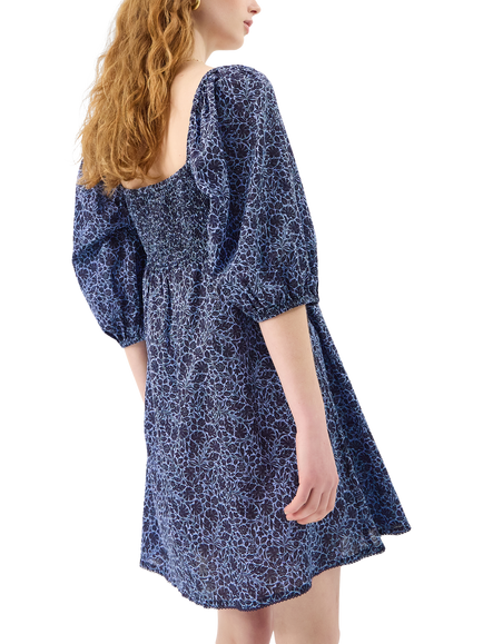Accessorize Floral Tie Front Mini Dress, Navy - view 2, Navy