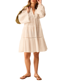 Accessorize Lace Detail Fluted Sleeve Dress, Ivory, Ivory