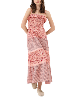 Accessorize Floral Frill Maxi Dress, Pink, Pink