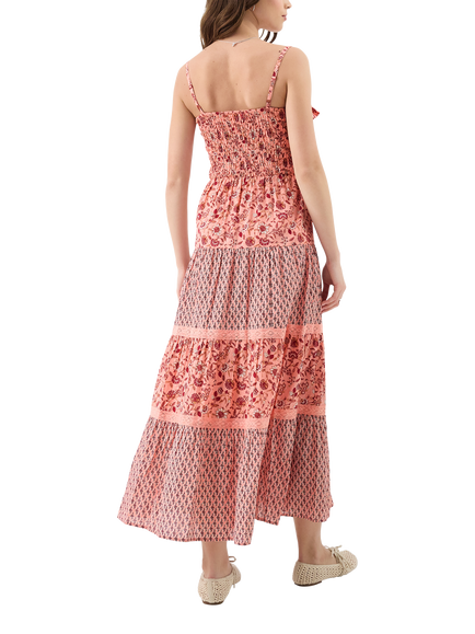 Accessorize Floral Frill Maxi Dress, Pink - view 2, Pink