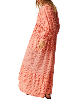 Accessorize Mixed Floral Tie Neck Dress, Pink - view 2, Pink