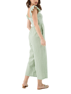 Accessorize Gingham Frill Jumpsuit, Green - view 2, Green