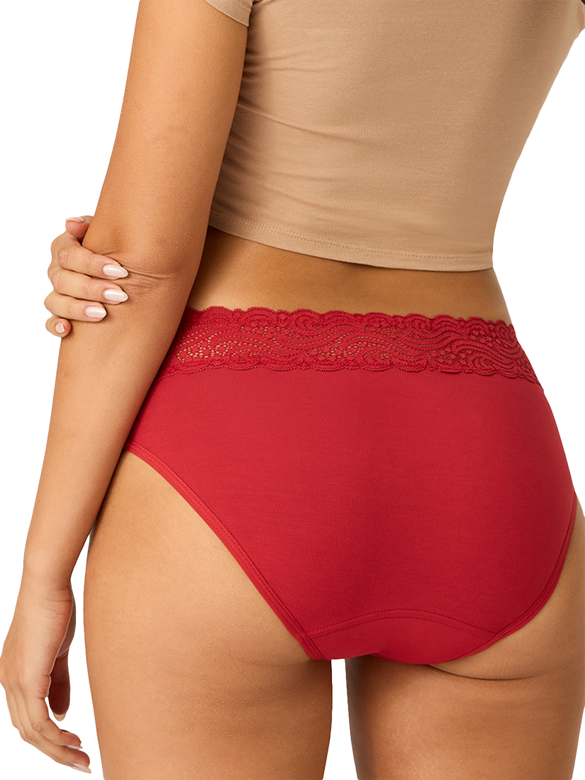 Product image 4 of 6, which shows Modibodi Sensual High Waist Period Knickers, Light Absorbency, Rouge Red, 8