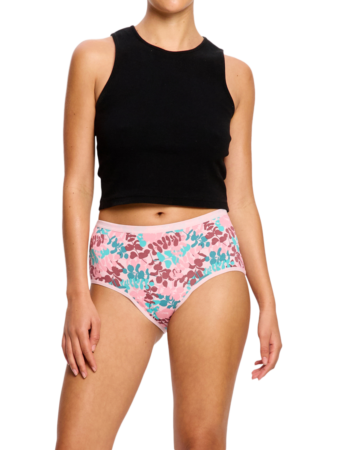 Product image 1 of 6, which shows Modibodi Classic Full Brief Period Knickers, Moderate Absorbency, Ivy Garden, 8