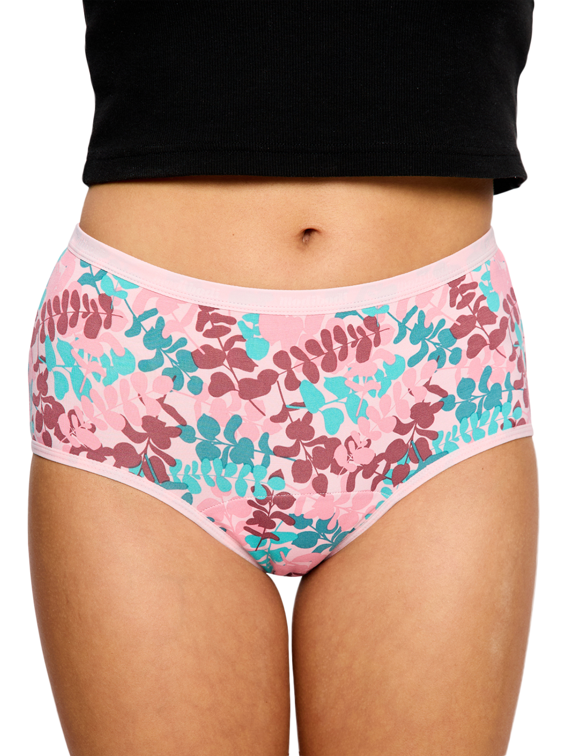 Product image 4 of 6, which shows Modibodi Classic Full Brief Period Knickers, Moderate Absorbency, Ivy Garden, 8