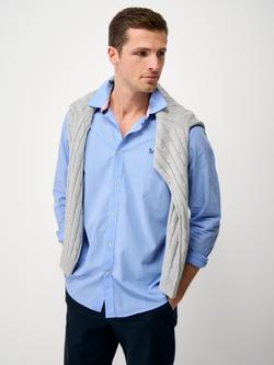 Crew Clothing Classic Micro Gingham Check Shirt, Aqua Blue