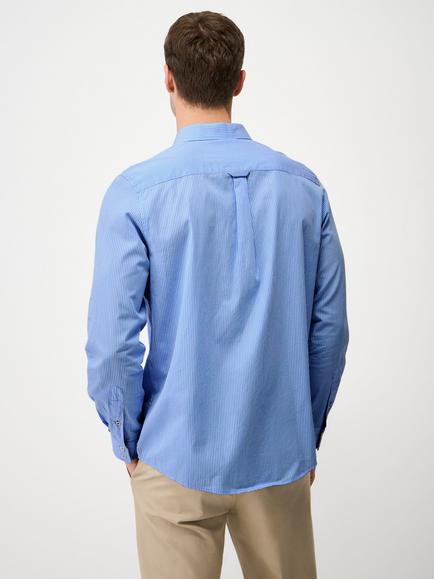 Crew Clothing Cotton Regular Fit Micro Stripe Shirt - view 2, Aqua Blue