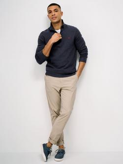 Crew Clothing French Rib Half Zip Jumper, Navy
