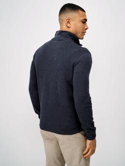 Crew Clothing French Rib Half Zip Jumper - view 2, Navy