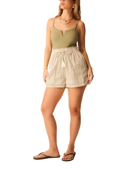 Accessorize Drawstring Waist Stripe Beach Shorts, Green, Green