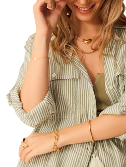 Accessorize Pockets Stripe Beach Shirt, Green - view 2, Green