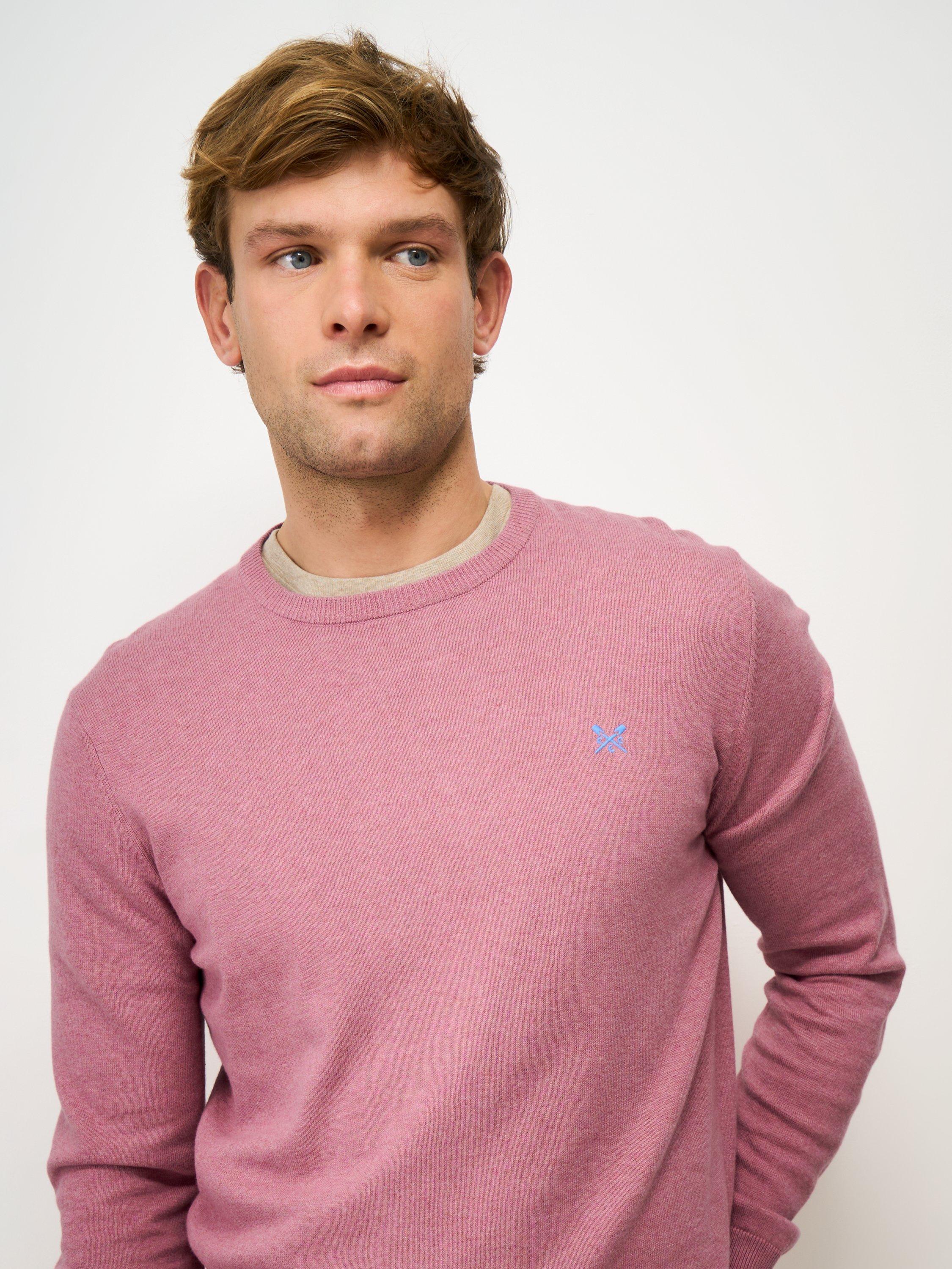 Product image 3 of 5, which shows Crew Clothing Cotton Crew Neck Jumper, Pink, L