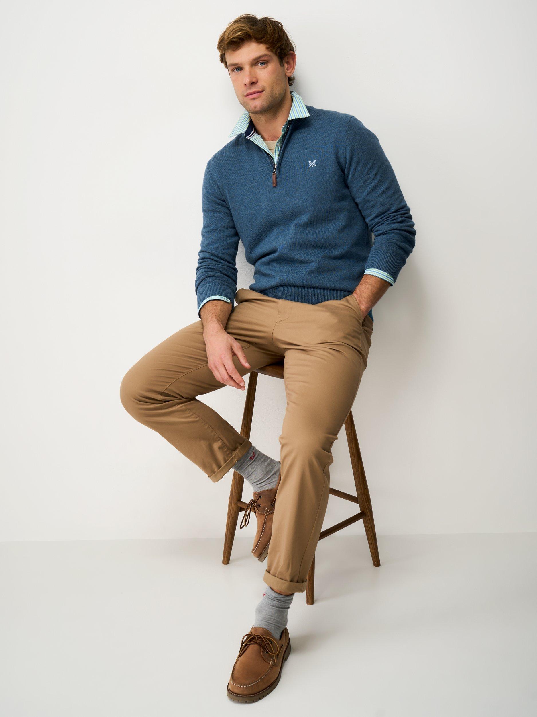 Product image 3 of 5, which shows Crew Clothing Classic Cotton Half-Zip Jumper, Teal, L