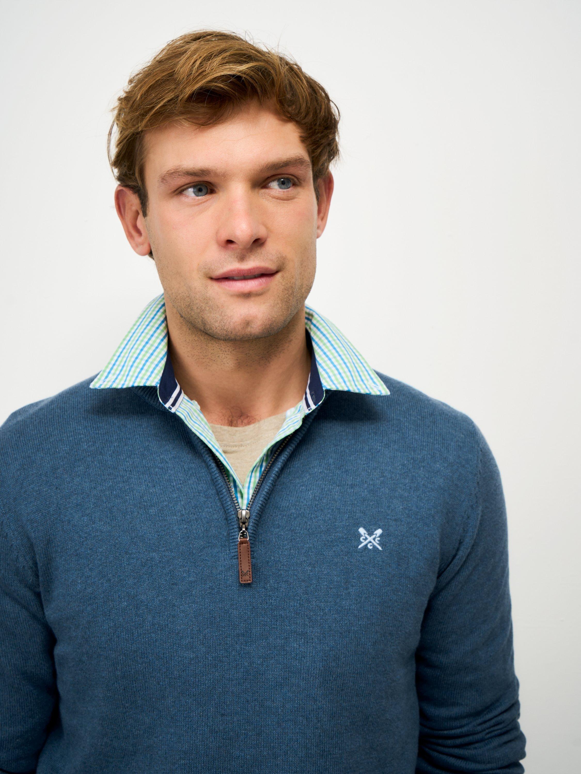 Product image 4 of 5, which shows Crew Clothing Classic Cotton Half-Zip Jumper, Teal, L