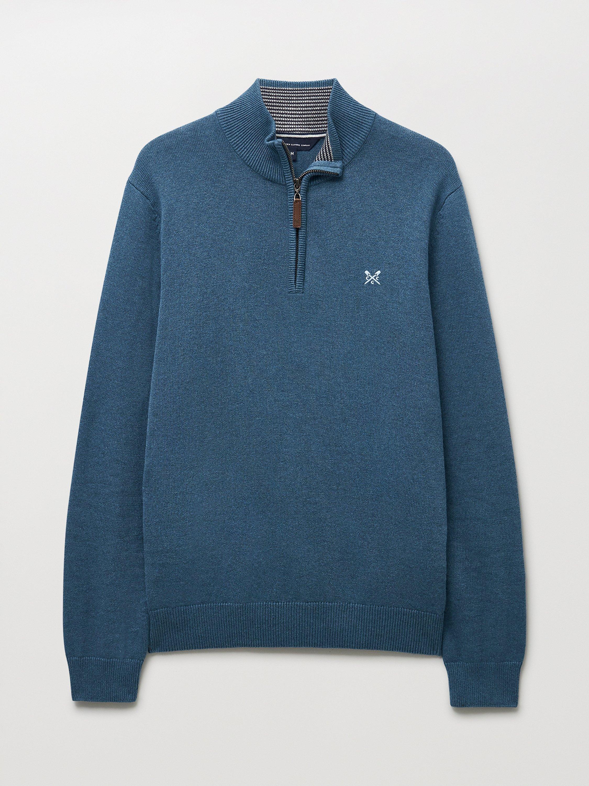 Product image 5 of 5, which shows Crew Clothing Classic Cotton Half-Zip Jumper, Teal, L