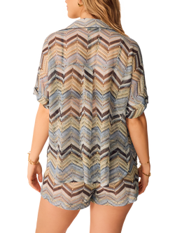 Accessorize Zig Zag Crochet Shirt, Blue/Multi - view 2, Blue/Multi