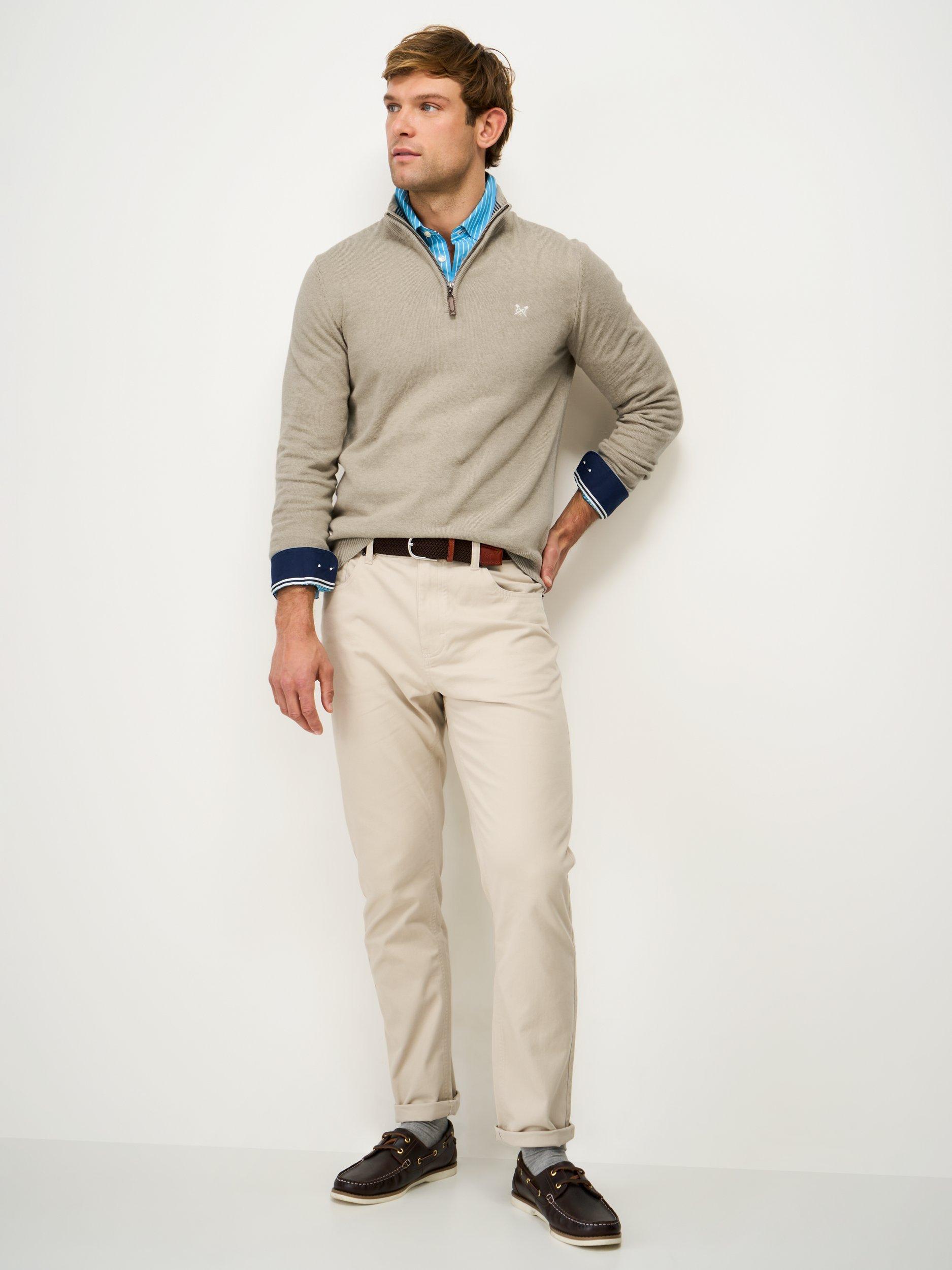 Product image 3 of 5, which shows Crew Clothing Classic Cotton Half-Zip Jumper, Beige, L