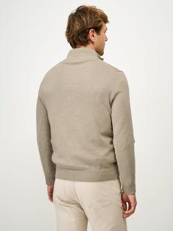 Crew Clothing Cotton Half-Zip Jumper - view 2, Beige