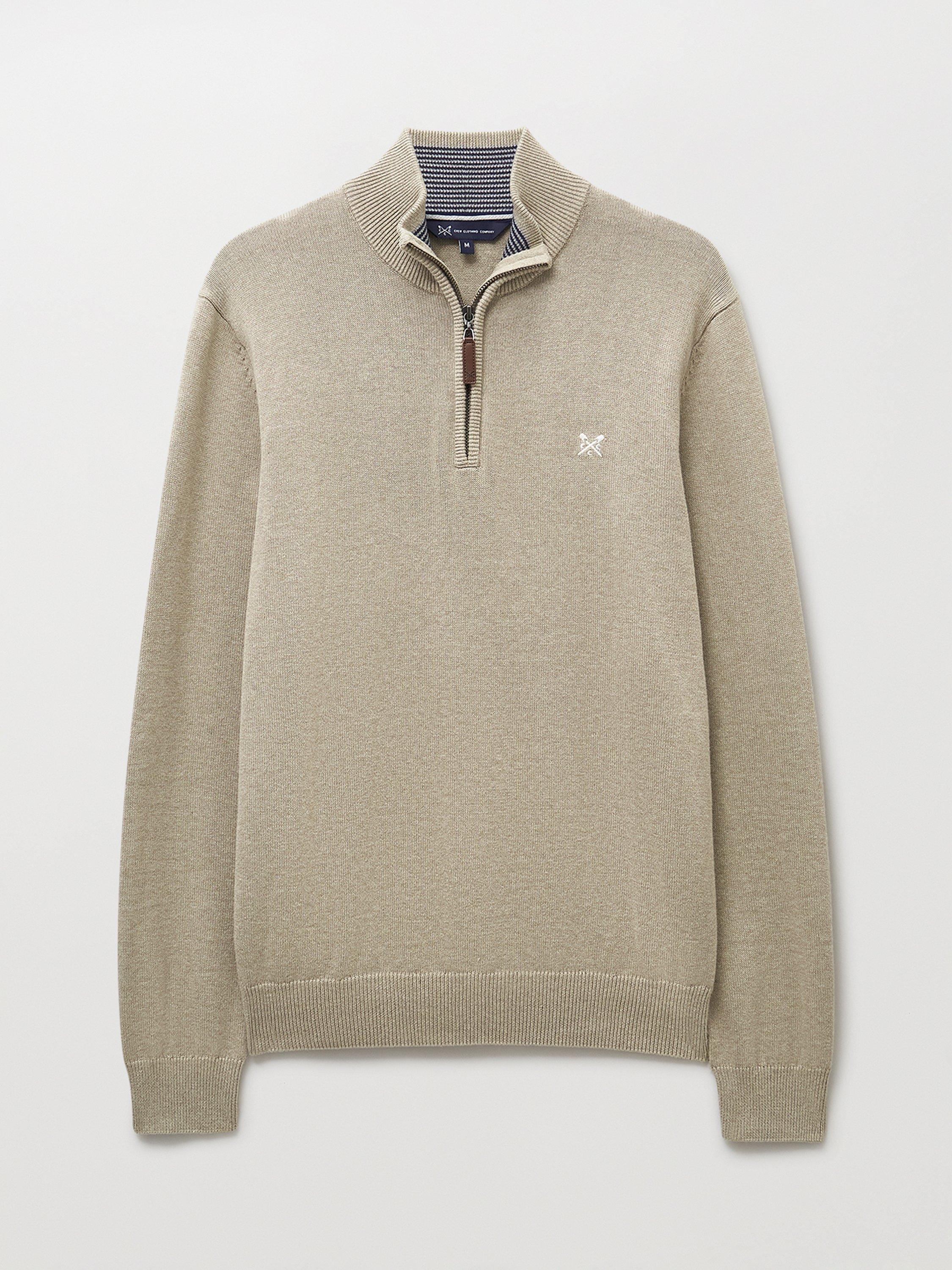 Product image 5 of 5, which shows Crew Clothing Classic Cotton Half-Zip Jumper, Beige, L