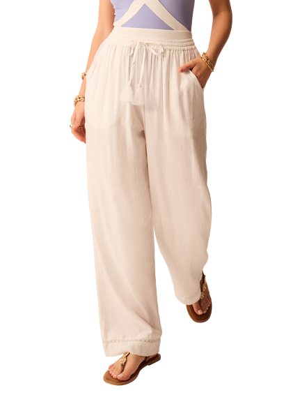 Accessorize Trim Beach Trousers, White, White