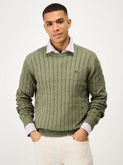 Crew Clothing Oarsman Cotton Cable Knit Jumper, Light Green