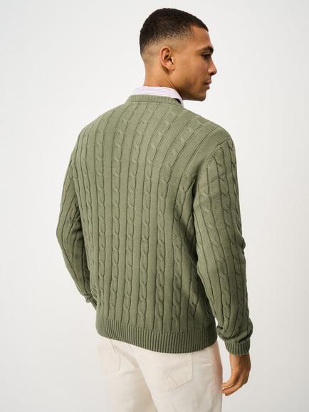 Crew Clothing Oarsman Cotton Cable Knit Jumper - view 2, Light Green