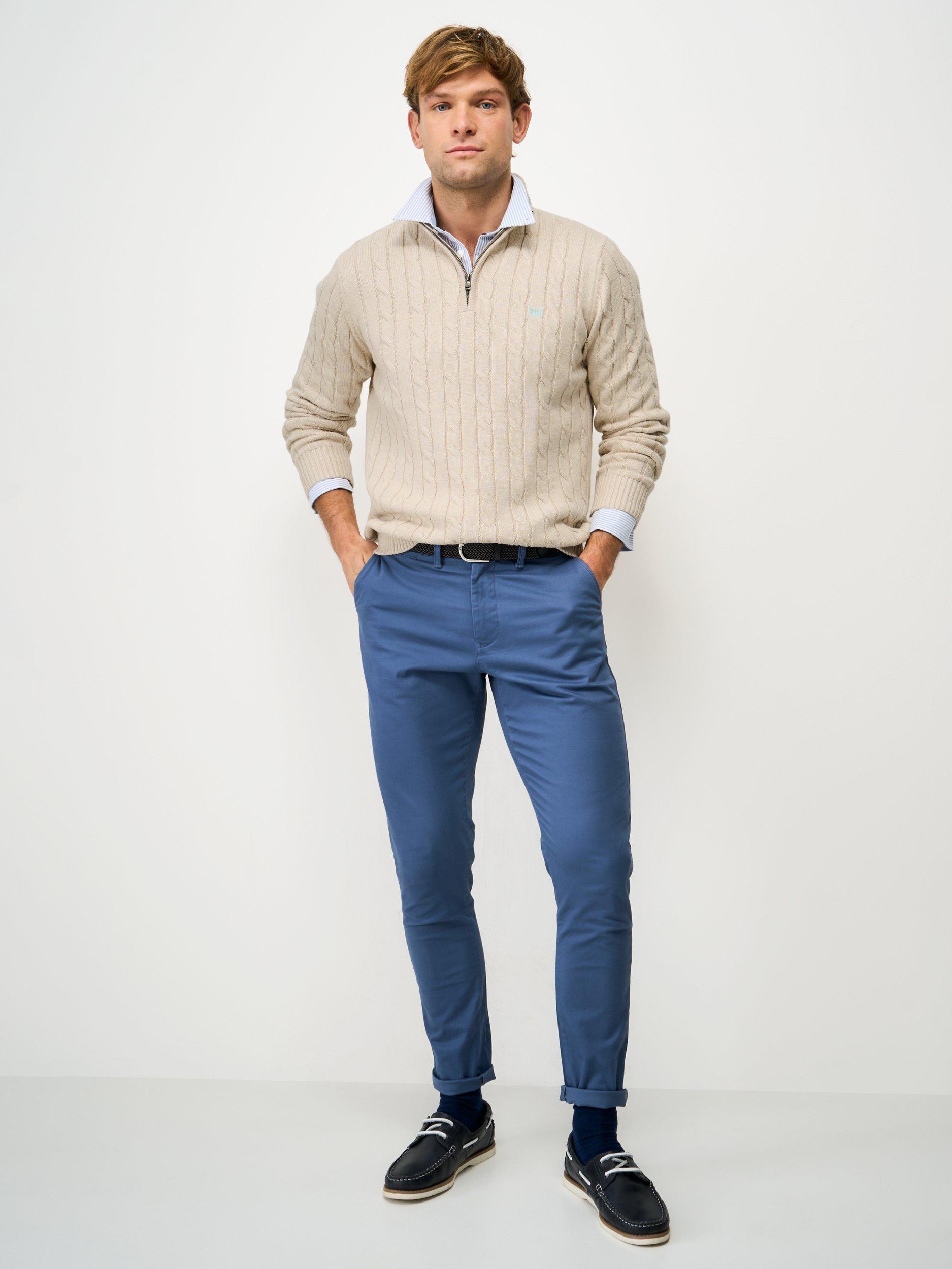 Product image 3 of 5, which shows Crew Clothing Classic Cotton Half-Zip Cable Knit Jumper, Beige, L