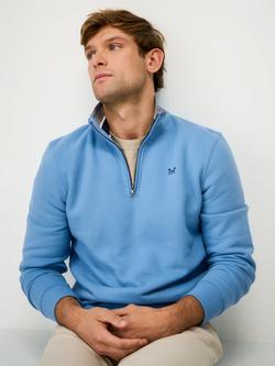 Crew Clothing Half-Zip Sweatshirt, Blue, Blue