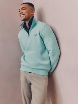 Crew Clothing Half-Zip Sweatshirt, Light Blue, Light Blue