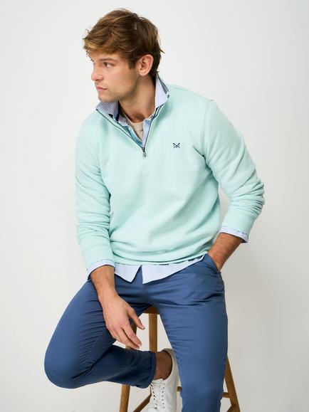 Crew Clothing Half-Zip Sweatshirt, Light Blue - view 2, Light Blue