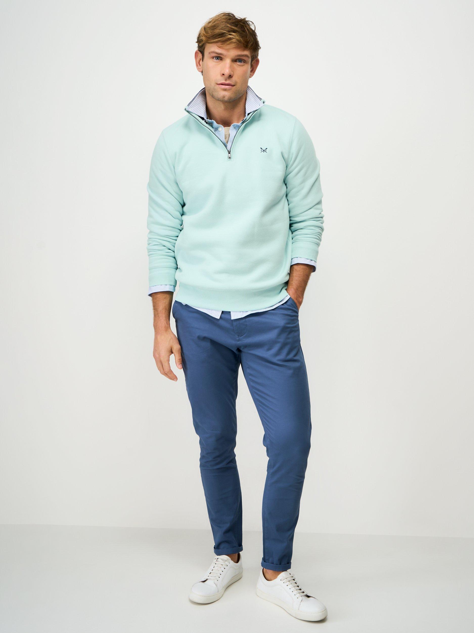 Product image 3 of 5, which shows Crew Clothing Half-Zip Sweatshirt, Light Blue, L
