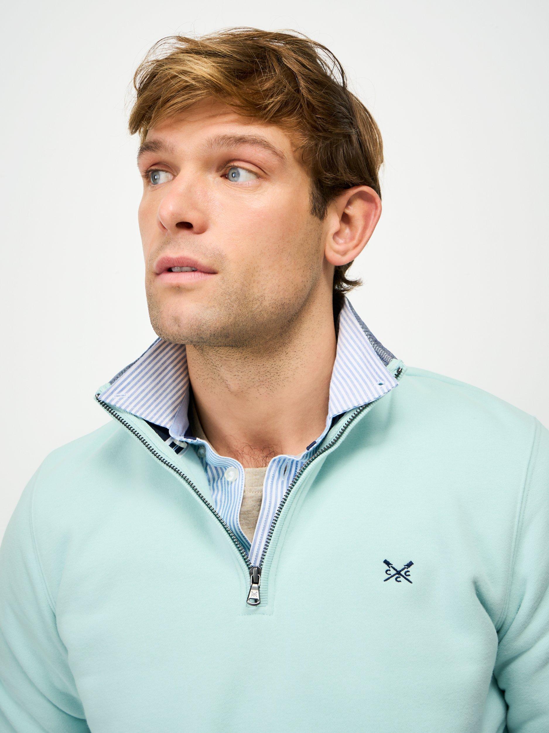 Product image 4 of 5, which shows Crew Clothing Half-Zip Sweatshirt, Light Blue, L