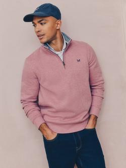 Crew Clothing Half-Zip Sweatshirt, Pink, Pink