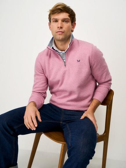 Crew Clothing Half-Zip Sweatshirt, Pink - view 2, Pink