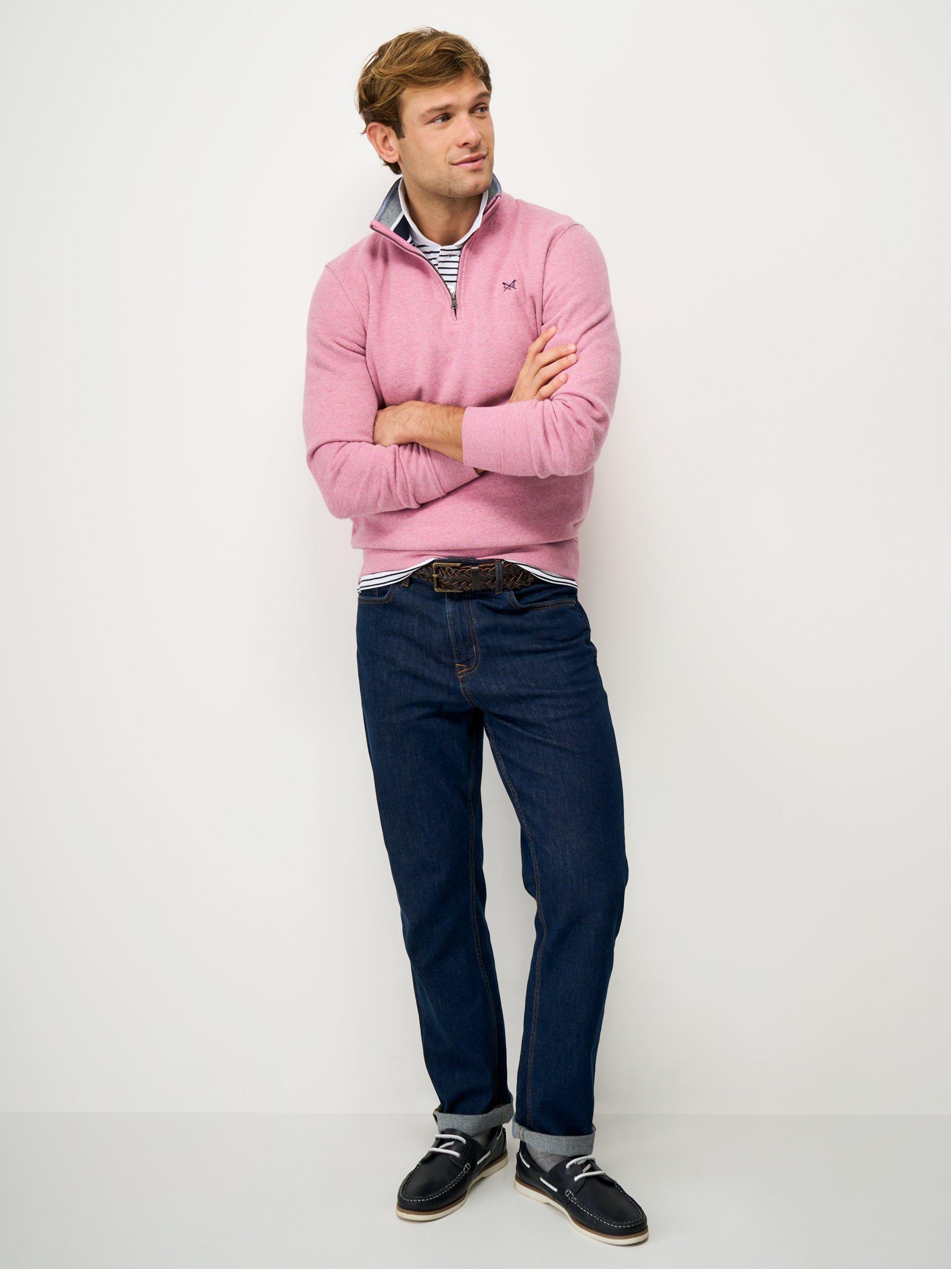 Product image 3 of 5, which shows Crew Clothing Half-Zip Sweatshirt, Pink, L