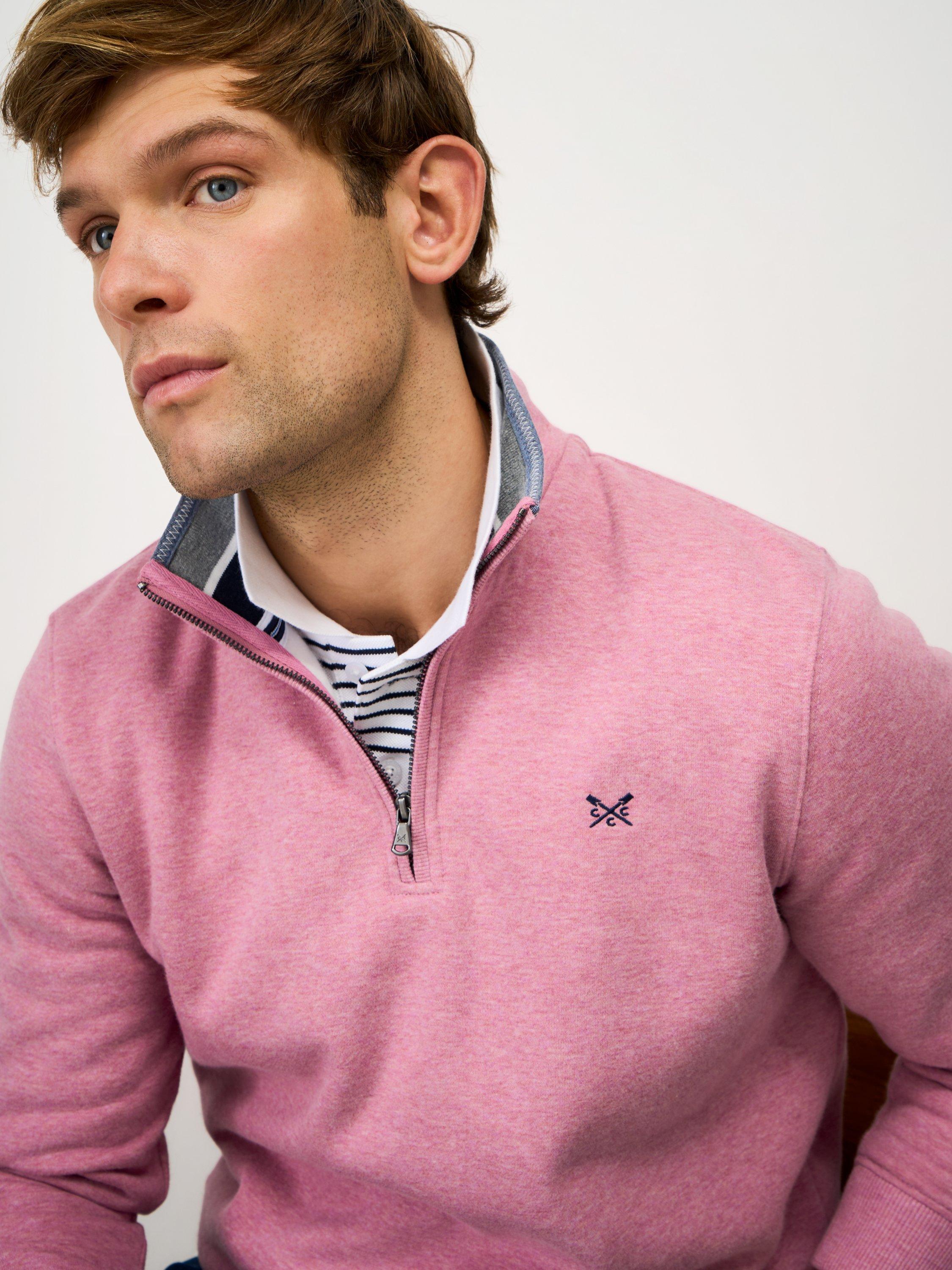 Product image 4 of 5, which shows Crew Clothing Half-Zip Sweatshirt, Pink, L