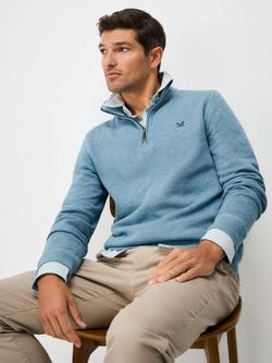 Crew Clothing Classic Cotton Half-Zip Sweatshirt, Duck Egg Blue, Duck Egg Blue