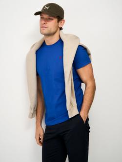 Crew Clothing Cotton Regular Fit Short Sleeve Logo T-Shirt, Blue, Blue