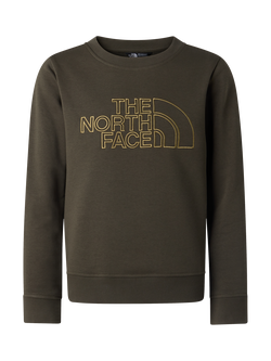 The North Face Kids' Cotton Blend Crew Neck Sweatshirt, Taupe Green, Taupe Green
