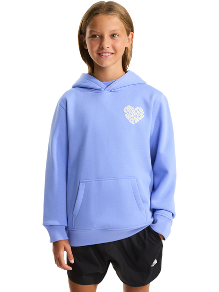 The North Face Kids' Relaxed Cotton Blend Suede Logo Hoodie, Blue, Blue