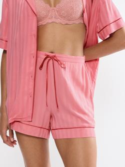 Triumph Stripe Jacquard Boyfriend Shorts Pyjama Bottoms, Cherry Rose, Cherry Rose