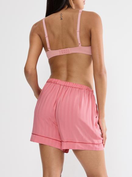 Triumph Stripe Jacquard Boyfriend Shorts Pyjama Bottoms, Cherry Rose - view 2, Cherry Rose