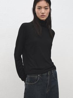Mango Lucca Roll Neck Jumper, Black, Black