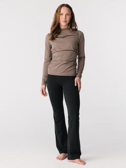 Girlfriend Collective Alessia Mock Neck Gathered Top, Brown, Brown