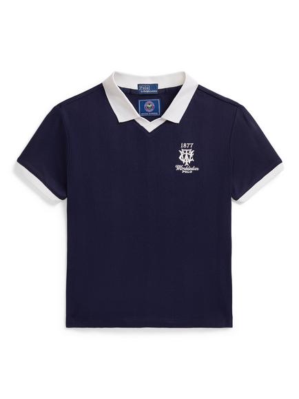Ralph Lauren Kids' Knitted Wimbledon Polo Shirt, Navy, Navy